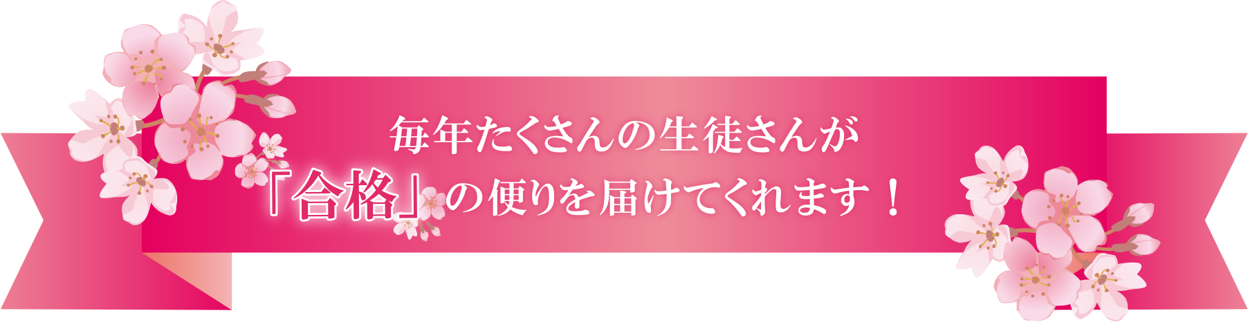 毎年たくさんの生徒さんが「合格」の便りを届けてくれます！